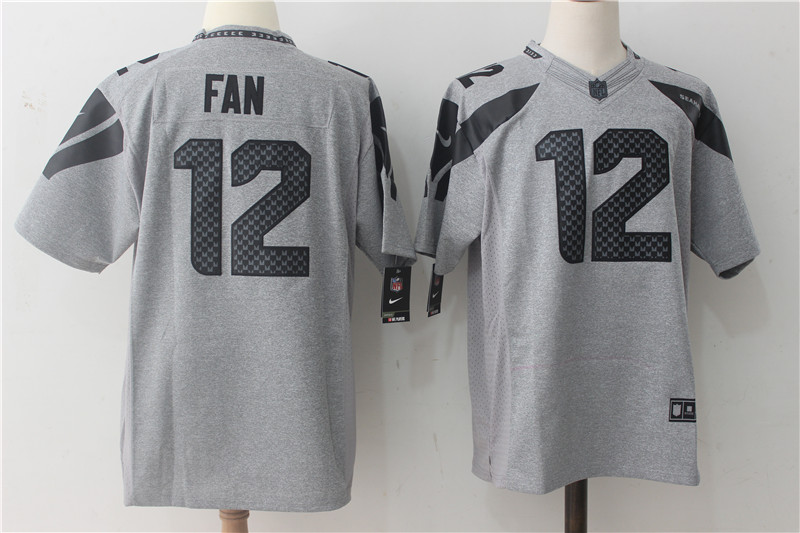 Men's Seattle Seahawks 12th Fan Gray Jersey